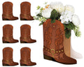 Weekgrat 8-Piece Brown Cowboy Boot Flower Box Set for Western Themed Party Centerpieces and Favors