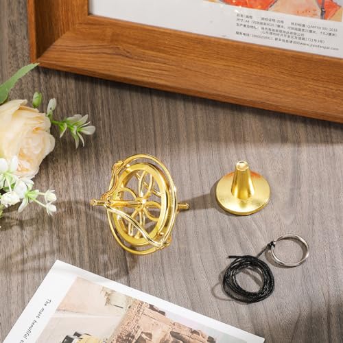 Weewooday Gold Metal Gyroscope Spinning Top – Anti-Gravity Stress Relief Toy