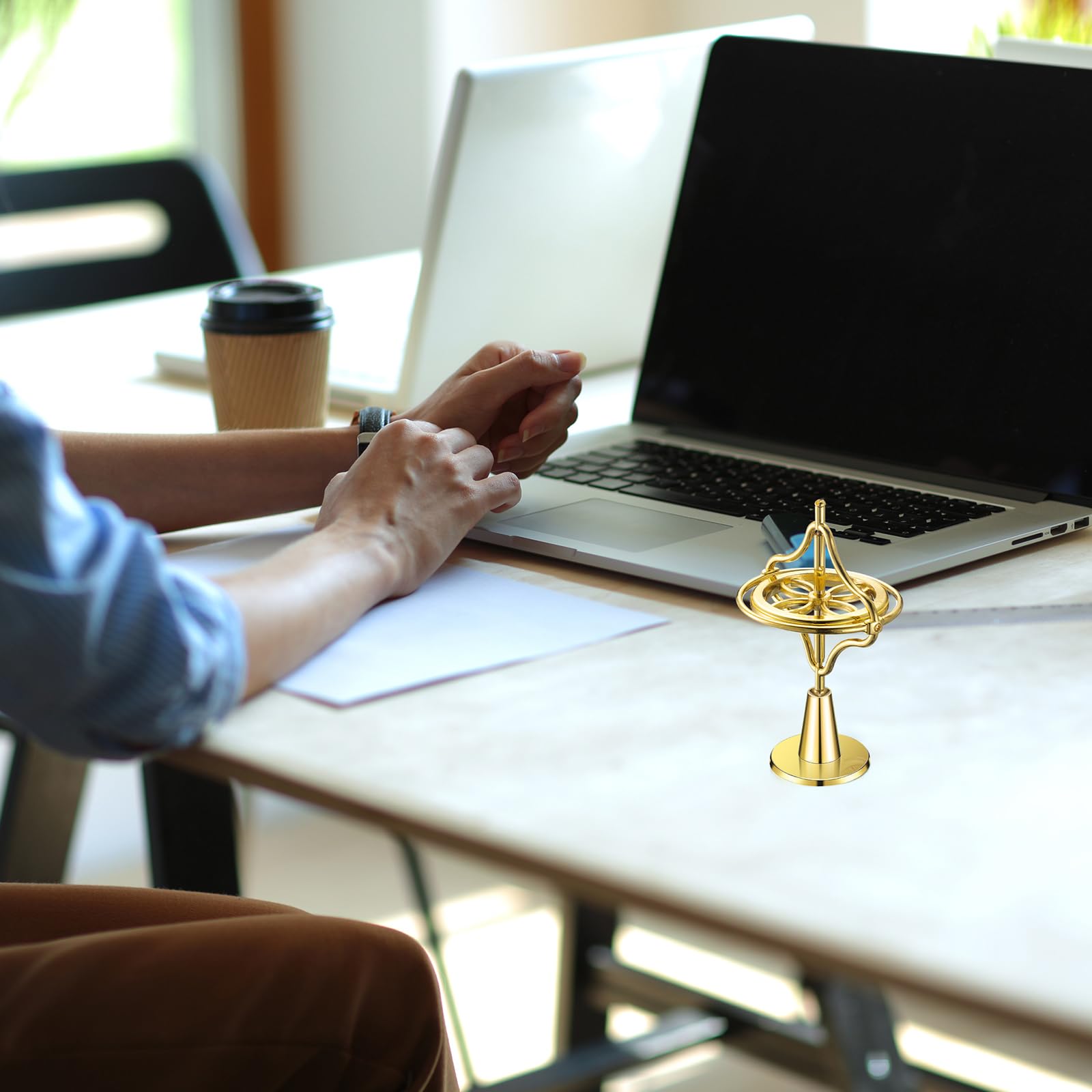 Weewooday Gold Metal Gyroscope Spinning Top – Anti-Gravity Stress Relief Toy