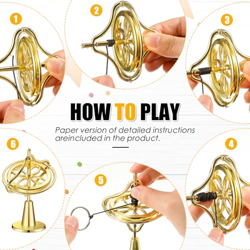 Weewooday Gold Metal Gyroscope Spinning Top – Anti-Gravity Stress Relief Toy