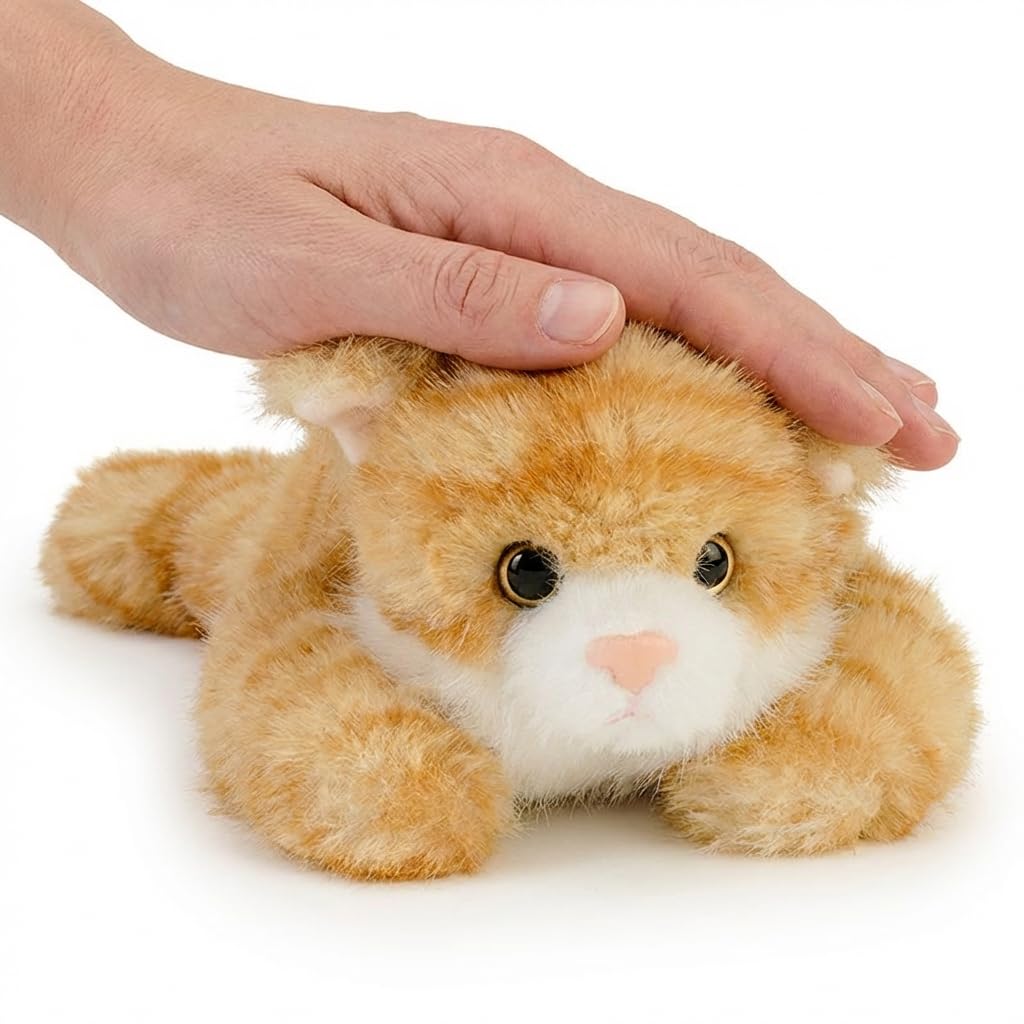 Weighted Cat Stuffed Animal – 8-Inch Orange Plush Toy, Soft & Slightly Weighted for Stress Relief, Gift for Kids and Adults by Jorkei