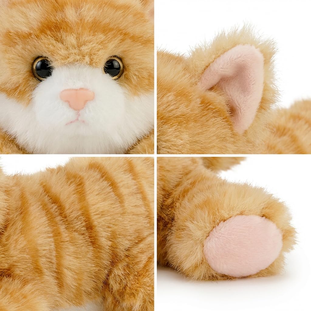 Weighted Cat Stuffed Animal – 8-Inch Orange Plush Toy, Soft & Slightly Weighted for Stress Relief, Gift for Kids and Adults by Jorkei