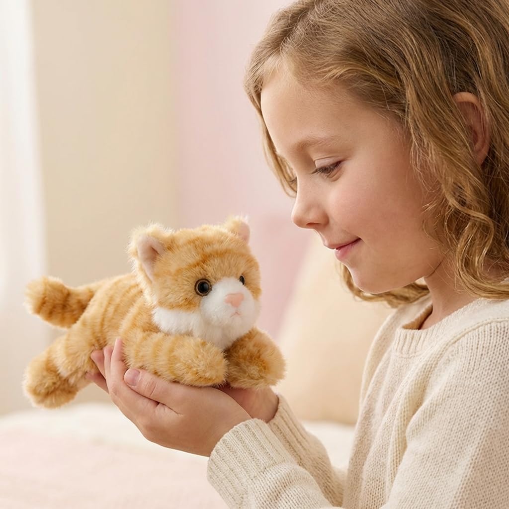 Weighted Cat Stuffed Animal – 8-Inch Orange Plush Toy, Soft & Slightly Weighted for Stress Relief, Gift for Kids and Adults by Jorkei