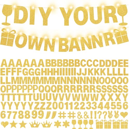 WELITTCON 175-Piece DIY Glitter Gold Customizable Banner Kit for Parties
