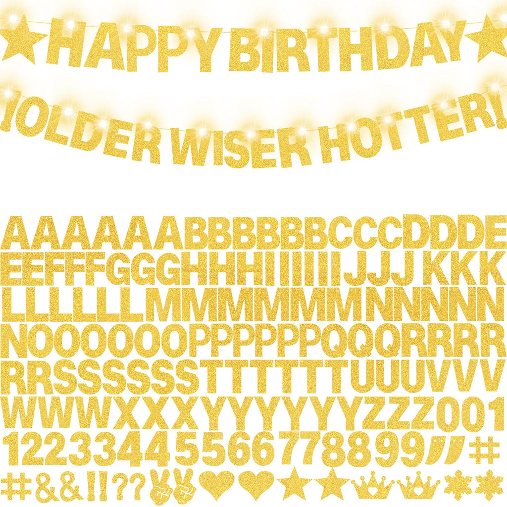 WELITTCON 175-Piece DIY Glitter Gold Customizable Banner Kit for Parties