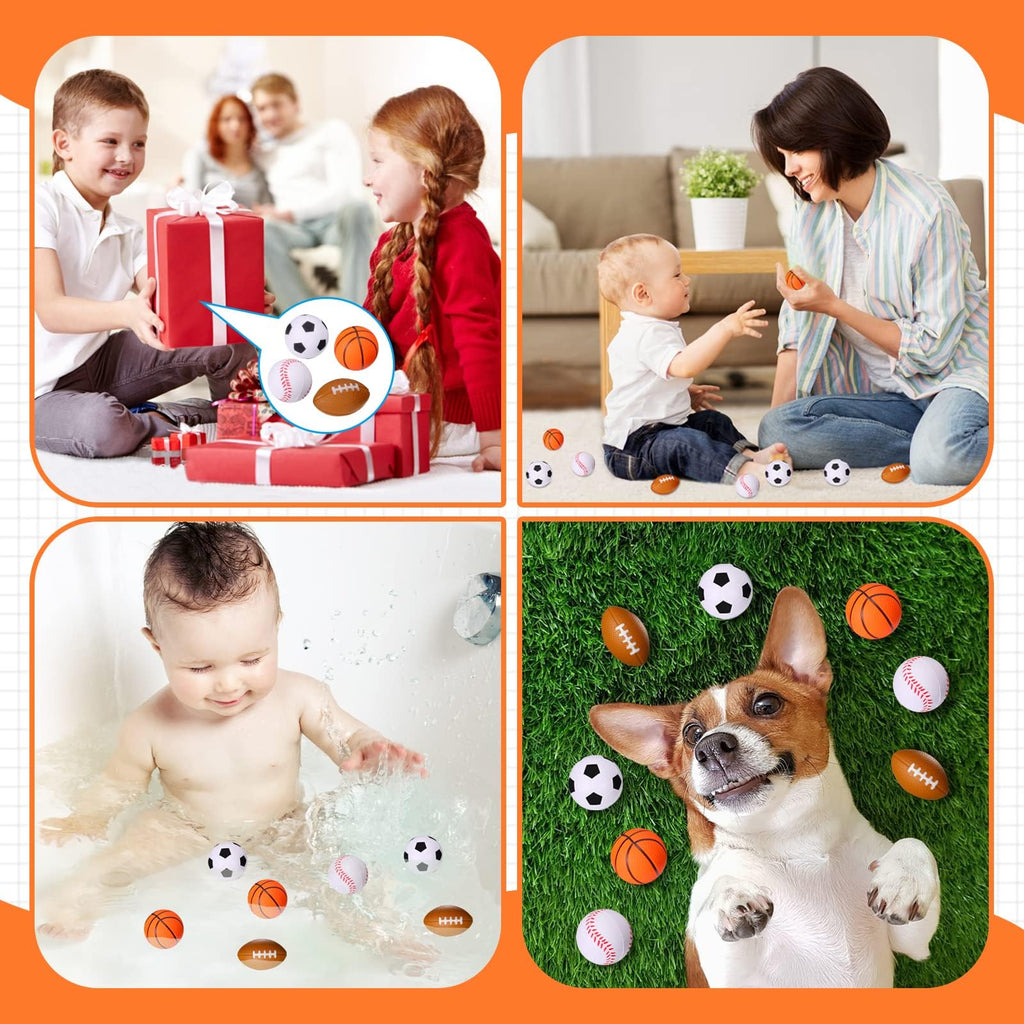 WELLVO 24-Pack Mini Foam Sports Balls - Stress Relief Toys for Kids & Adults, Party Favors, Goodie Bag Stuffers