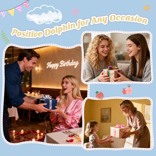Weming Handmade Crochet Dolphin Plush with Inspirational Card – Emotional Support Gift for Women Coworkers and Dolphin Lovers