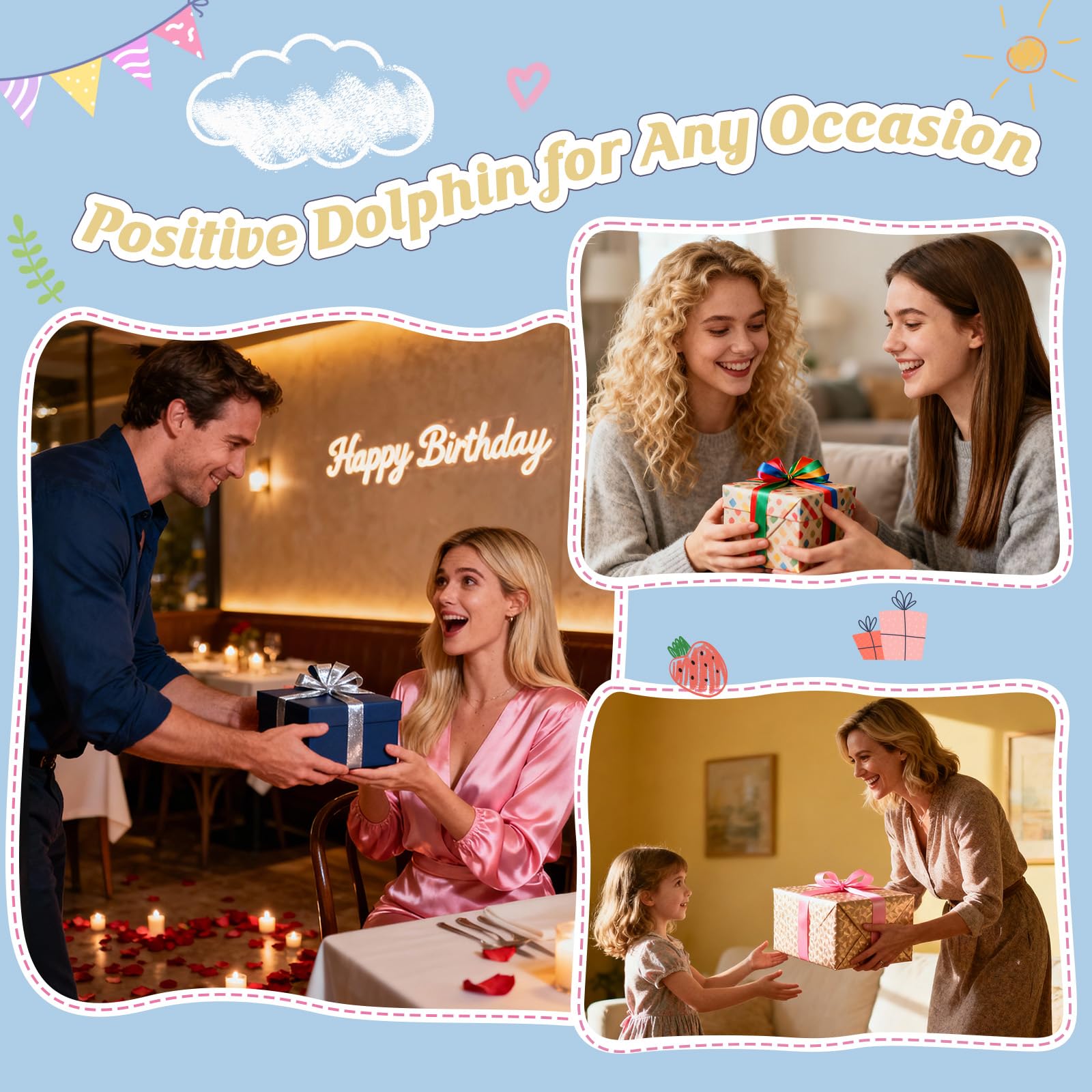 Weming Handmade Crochet Dolphin Plush with Inspirational Card – Emotional Support Gift for Women Coworkers and Dolphin Lovers