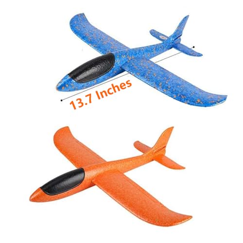 WenToyce 2 Pack Throwing Foam Airplanes – 13.7 Inch, 2 Flight Modes (Glider & Reversal), EPP Foam, Easy Assembly Outdoor Toy for Kids 4-14