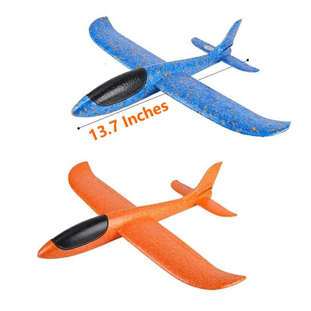 WenToyce 2 Pack Throwing Foam Airplanes – 13.7 Inch, 2 Flight Modes (Glider & Reversal), EPP Foam, Easy Assembly Outdoor Toy for Kids 4-14