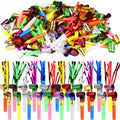 WEOXPR 144-Piece Noisemaker Blowouts Pack – 102 Paper Blowouts + 42 Metallic Fringed Horns for Parties, New Year, and Celebrations