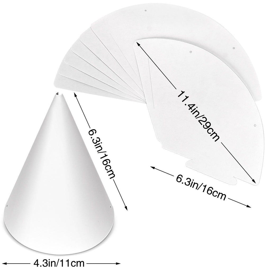 WEOXPR White Paper Party Hats - Bulk Blank Cone Hats for DIY, Birthdays & Halloween (10/20/40/60 Pack)