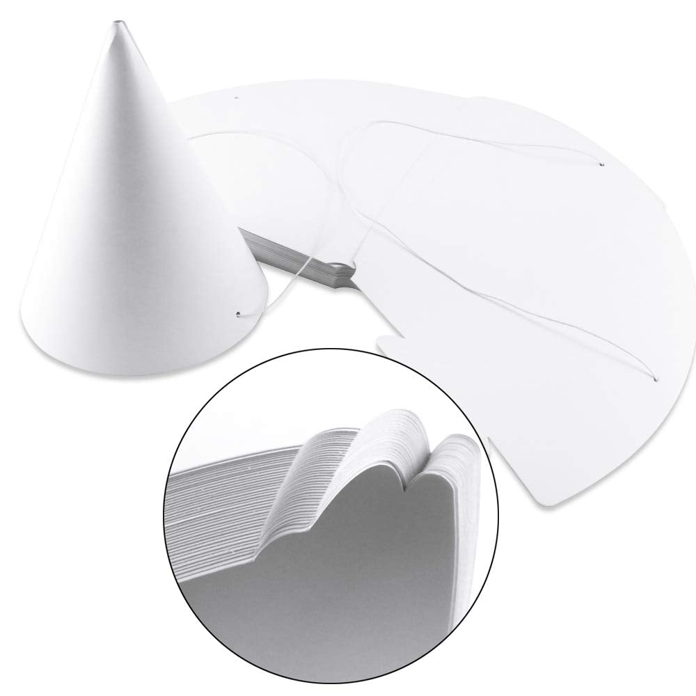 WEOXPR White Paper Party Hats - Bulk Blank Cone Hats for DIY, Birthdays & Halloween (10/20/40/60 Pack)