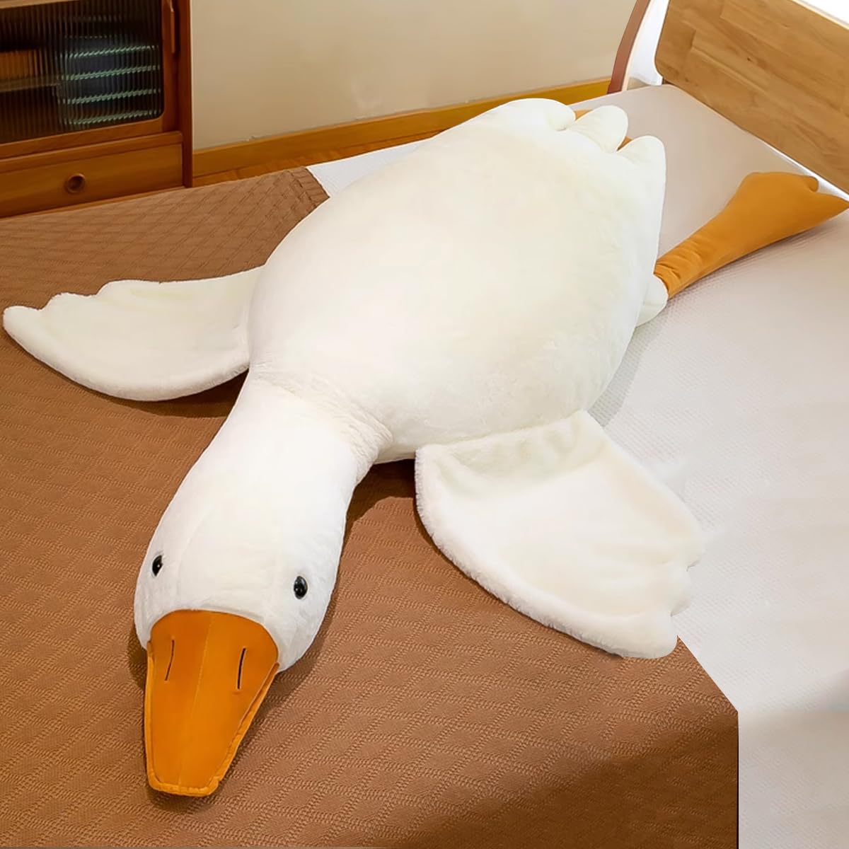 Werdast 19.5-Inch White Goose Plush Pillow – Soft Stuffed Animal Toy