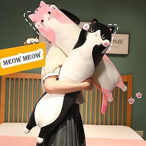 Werdast Black Cat Long Plush Pillow - 18 Inches Soft Stuffed Cat Sleeping Companion