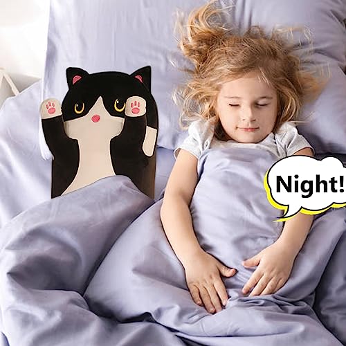 Werdast Black Cat Long Plush Pillow - 18 Inches Soft Stuffed Cat Sleeping Companion
