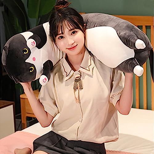 Werdast Black Cat Long Plush Pillow - 18 Inches Soft Stuffed Cat Sleeping Companion