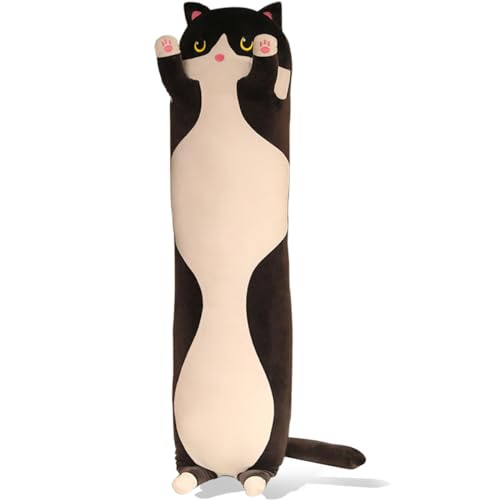 Werdast Black Cat Long Plush Pillow - 18 Inches Soft Stuffed Cat Sleeping Companion