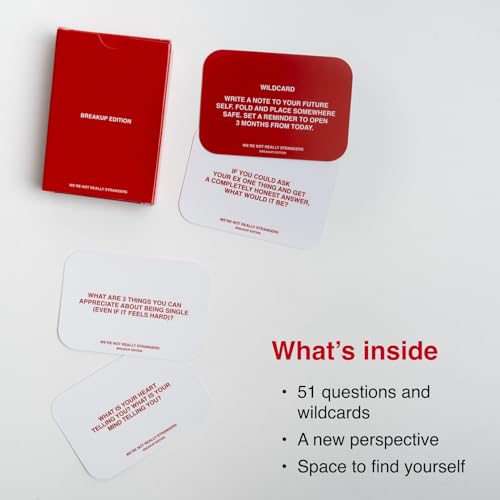 WE'RE NOT REALLY STRANGERS Breakup Edition Expansion - 51 Self-Reflection Cards for Healing After a Breakup, Ages 18+, 1-2 Players
