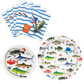 WERNNSAI 48-Piece Fishing Party Tableware Set - Disposable Plates and Napkins for 16 Guests
