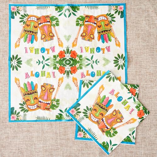 WERNNSAI 48-Piece Hawaiian Luau Party Supplies Set - Plates and Napkins for 16 Guests