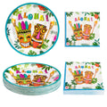 WERNNSAI Hawaiian Luau Disposable Plates and Napkins Set - 50 Plates & 50 Napkins for Tropical Party
