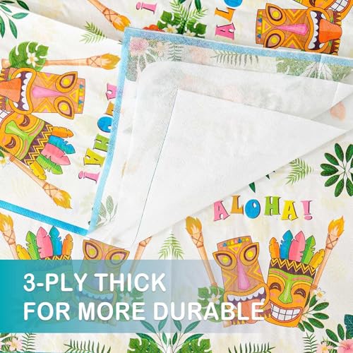 WERNNSAI Hawaiian Luau Disposable Plates and Napkins Set - 50 Plates & 50 Napkins for Tropical Party