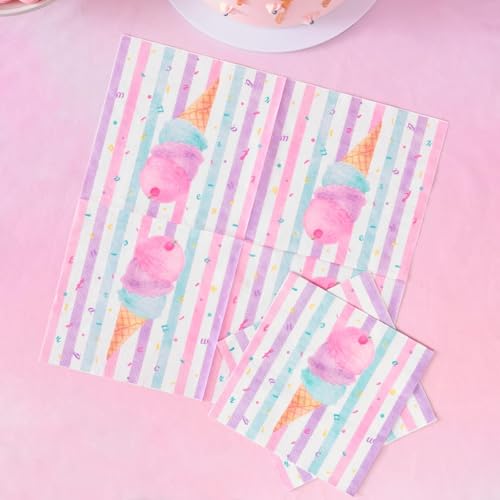 WERNNSAI Ice Cream Plates and Napkins - 48-Piece Disposable Party Set with Popsicle Design for 16 Guests