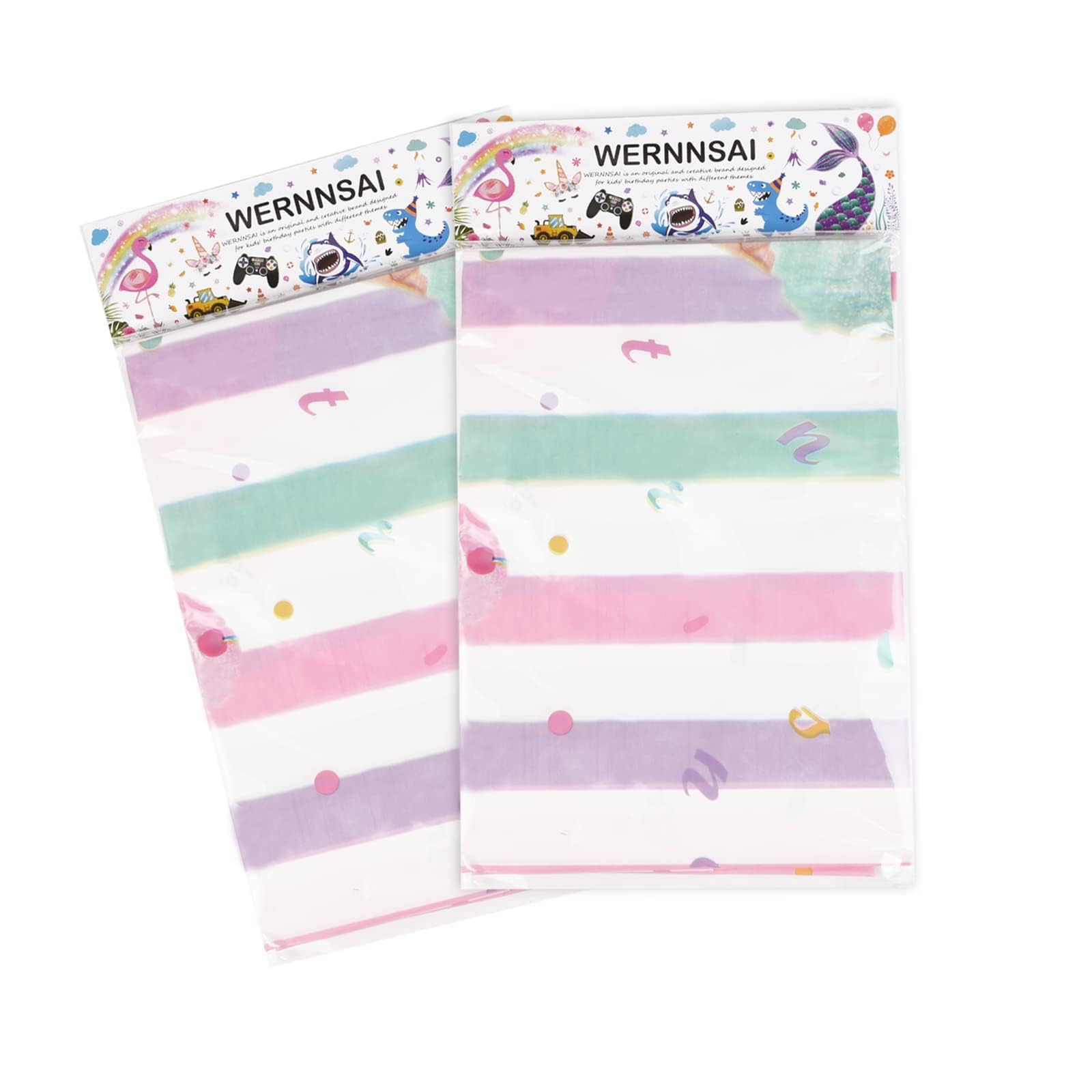 WERNNSAI Ice Cream Tablecloth 2-Pack - 108x54 Inch Plastic Sprinkle Table Cover for Summer Birthday Party Decorations