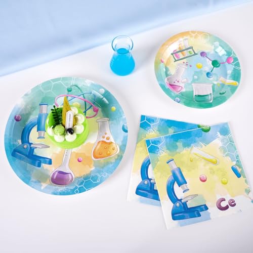 WERNNSAI Science Party Plates and Napkins Set – 48 Pieces for 16 Guests