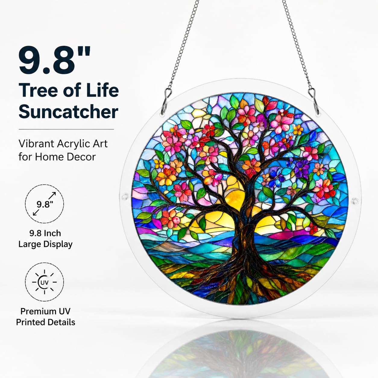WesGen Acrylic Suncatcher Puzzle – 9.8 Inch Tree of Life DIY Window Decor