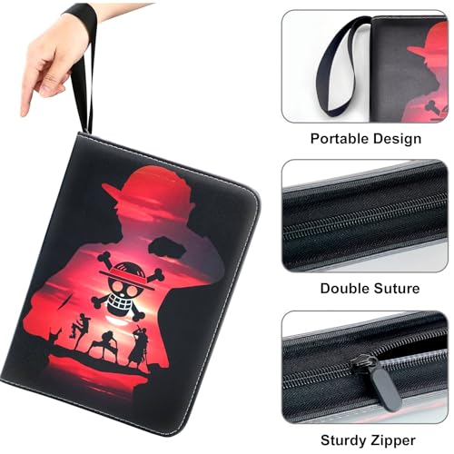 WEST TUNE 400-Pocket Trading Card Binder – Waterproof PU Zipper Album for One Piece, Anime, TCG, and Sports Cards