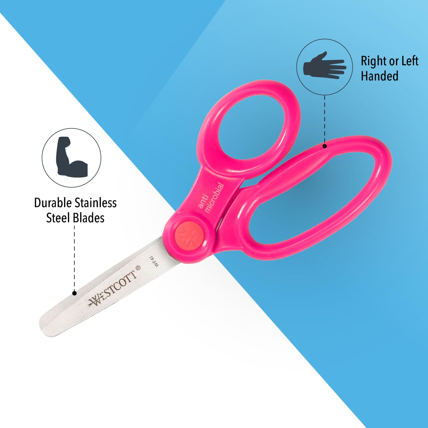 Westcott 5-Inch Blunt Safety Scissors 12-Pack - Left & Right Handed for Kids Ages 4-8