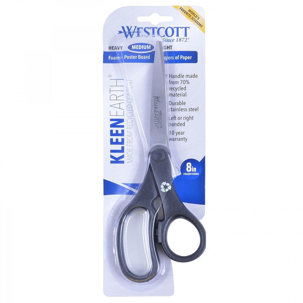 Westcott KleenEarth 8-Inch Scissors - Recycled Materials, Medium Duty, Left/Right Hand Use