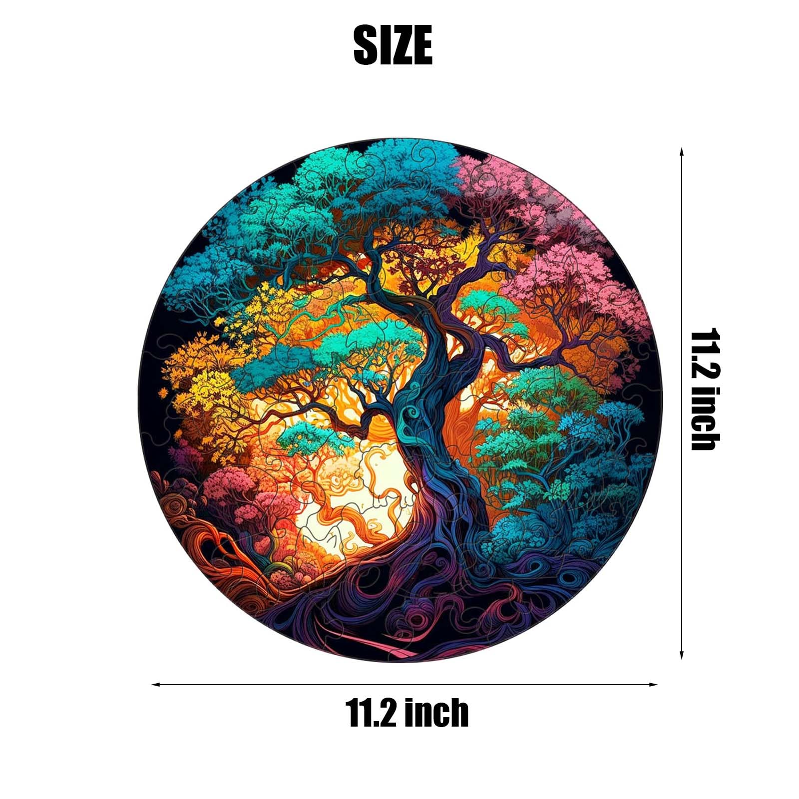 Wetufin Life Tree Wooden Jigsaw Puzzle for Adults – 11.2 Inch Unique Shape Basswood Puzzle, Great Gift for Birthday Christmas