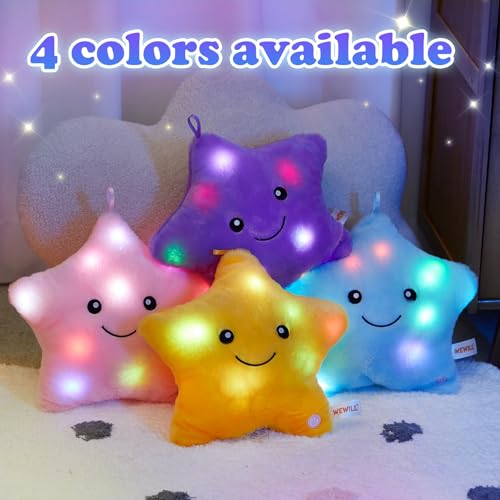 WEWILL 9-Inch LED Twinkle Star Plush Toy - Soft Glowing Stuffed Star with Colorful Night Light, Safe for Toddlers, Purple