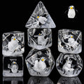 Weyano Penguin Resin Dice Set - 7-Piece Polyhedral Dice for D&D and RPG Games