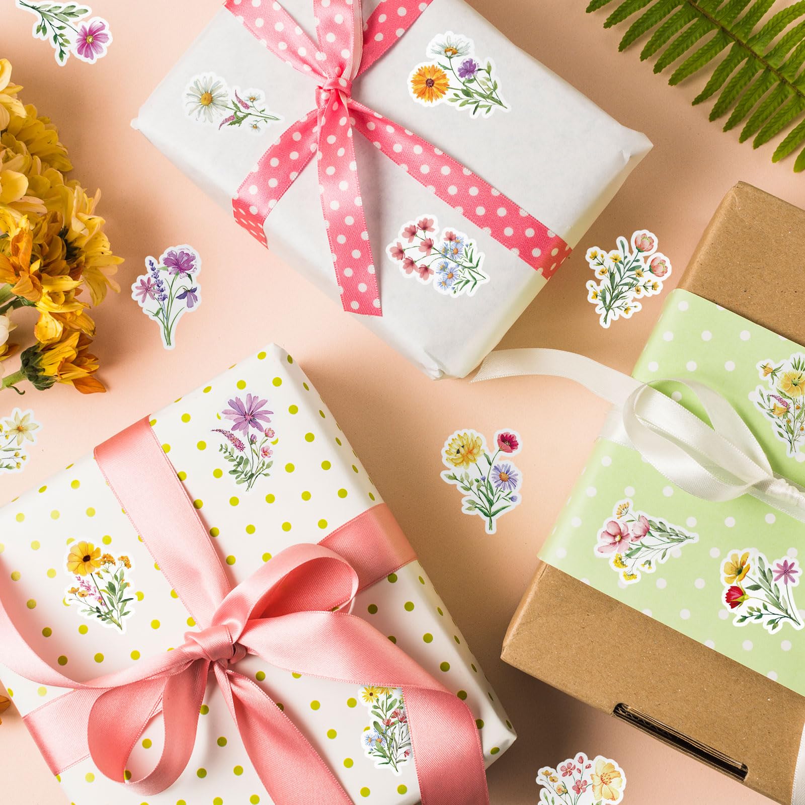 Whaline 1000-Piece Wildflower Stickers Set – Colorful Floral Decals for Envelopes, Scrapbooks & Party Decor