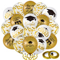 Whaline 60-Piece Graduation Balloon Set with Confetti & Gold Ribbons – 6 Printed Designs + 12 Confetti Balloons
