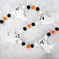 Whaline 6.6 Ft Halloween Ghost Banner with Felt Balls – Cute Ghosts with Different Expressions for Party Decor