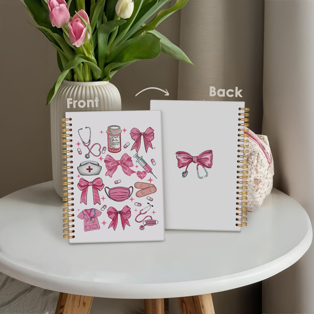Wheatwin Pink Nurse Notebook A5 – 164 Pages, Hardcover, Waterproof, 5.5x8.3 Inch Journal for Nursing Students and RNs