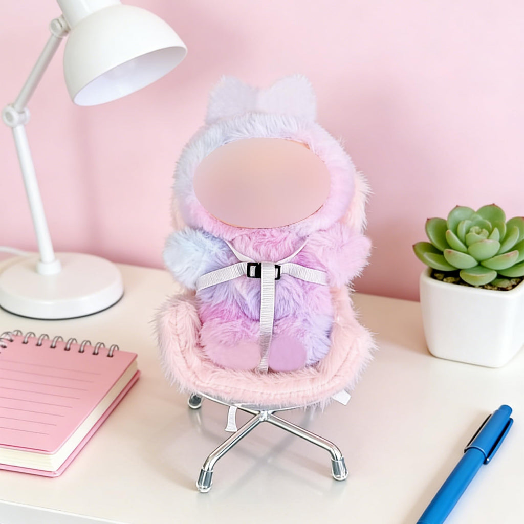 White Doll Car Seat for 3–8 Inch Figures – Car Vent Clip & Desktop Stand Included