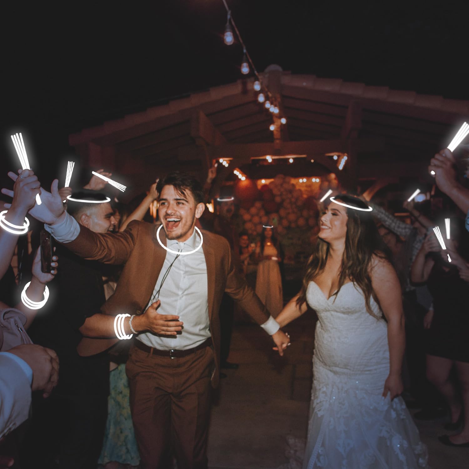 White Glow Sticks Bulk 50-Pack – 8" Light Up Bracelets & Necklaces with Connectors by YOFOBU