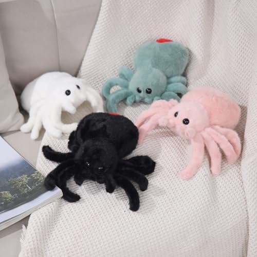 White Spider Plush 9.8in – Soft Huggable Stuffed Animal Toy for Halloween Decor & Gifts