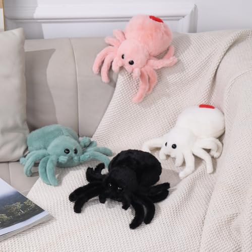 White Spider Plush 9.8in – Soft Huggable Stuffed Animal Toy for Halloween Decor & Gifts