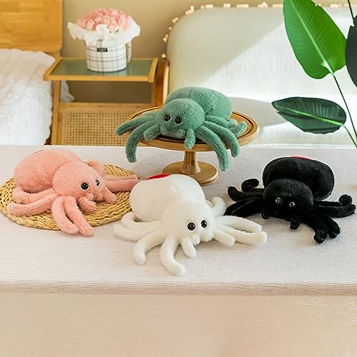 White Spider Plush 9.8in – Soft Huggable Stuffed Animal Toy for Halloween Decor & Gifts