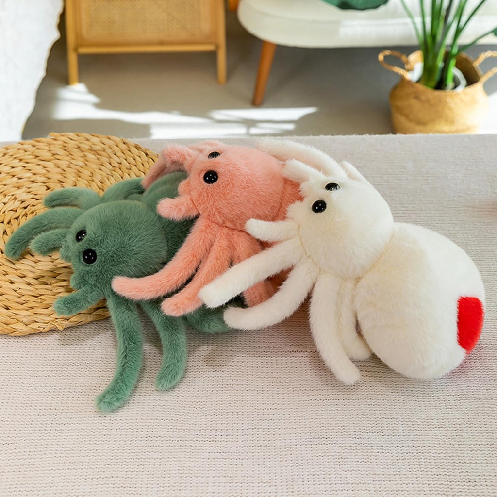 White Spider Plush 9.8in – Soft Huggable Stuffed Animal Toy for Halloween Decor & Gifts