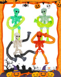 Whongkidz 4-Pack Skeleton Pop Tubes - Stretchy Sensory Fidget Toys with Suction Cups for Kids Age 3-9