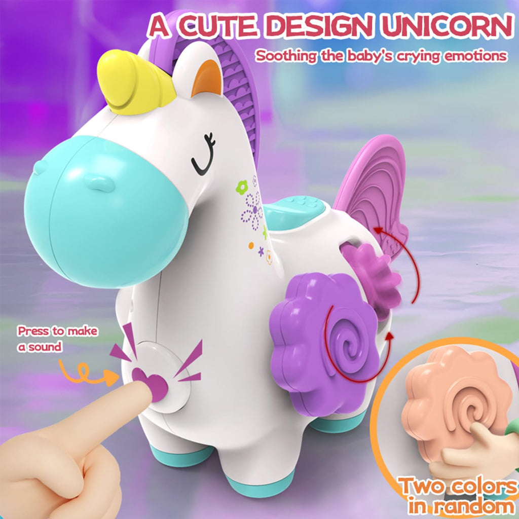 WIIBAAHO Montessori Busy Board for 1 Year Old – 8 Sensory Activities, Unicorn Design, BPA-Free ABS