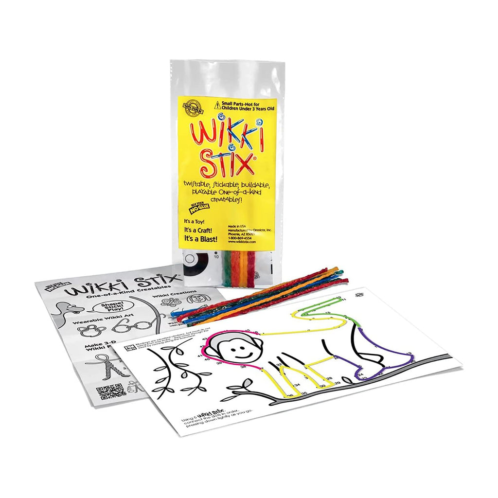 Wikki Stix Animal Activity Pak – 12 Zoo Animal Connect-the-Dot Packs with Fun Facts, Made in USA